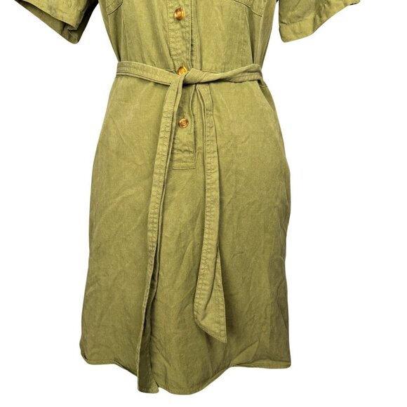 J.Crew Minimalist Olive Green Shirt Dress Size 4 Tencel Blend Short Sleeve - Picture 5 of 9